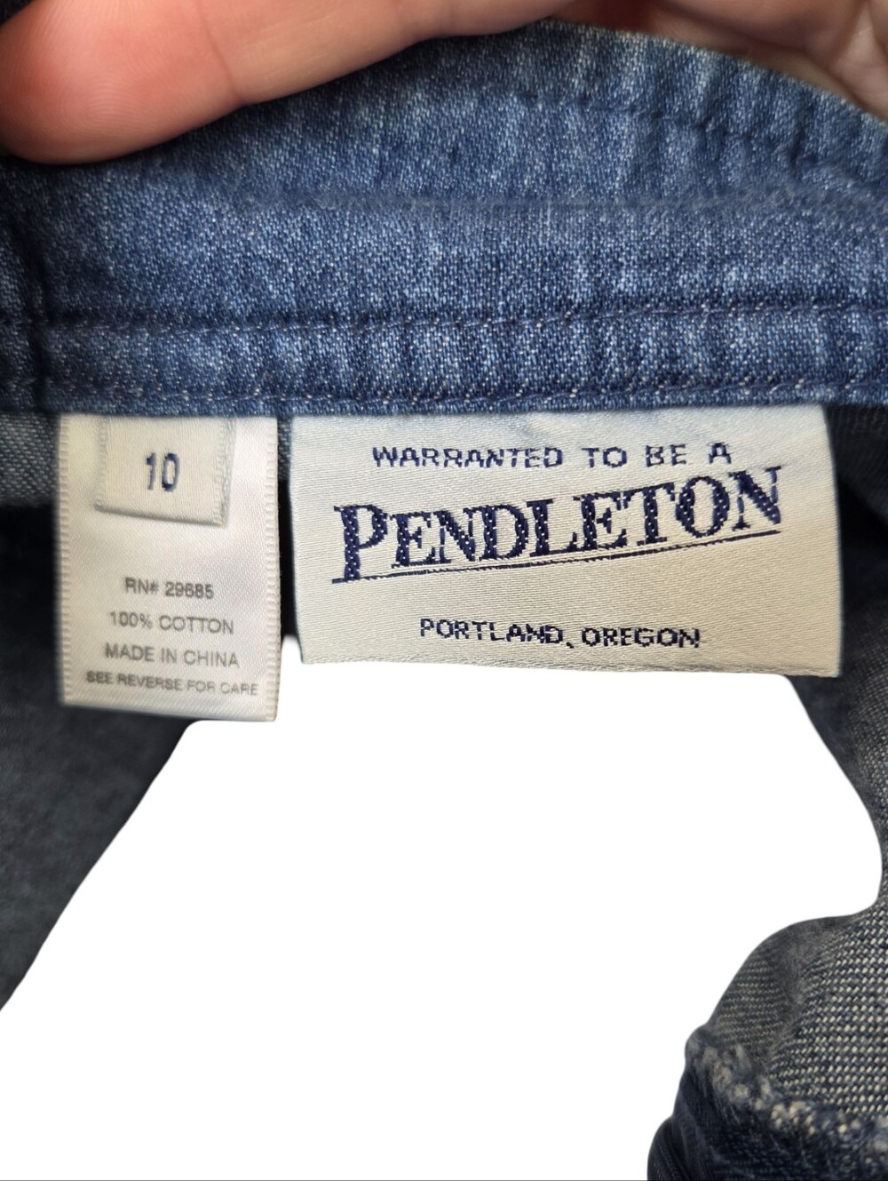 Vintage Pendleton Midi Skirt Blue Denim Pockets Modest Cotton Womens Size 10 - Picture 4 of 6